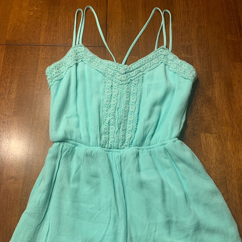 Charlotte Russe light blue spaghetti strap romper